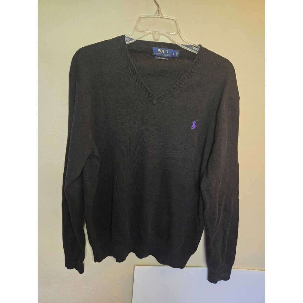 Men's Polo Ralph Lauren V-Neck Pima Cotton Long Sleeve Top Size Large Classic